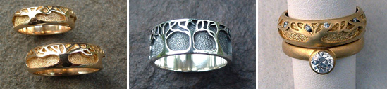 Tree design wedding bands