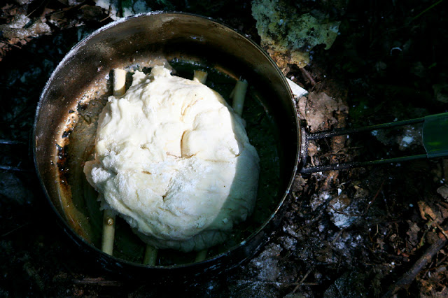 bread dough in the pot