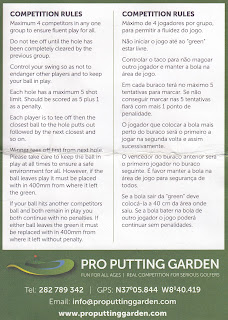 Pro Putting Garden course scorecard from Lagos, Portugal. Courtesy of Nigel & Ruth Lutt, 2017