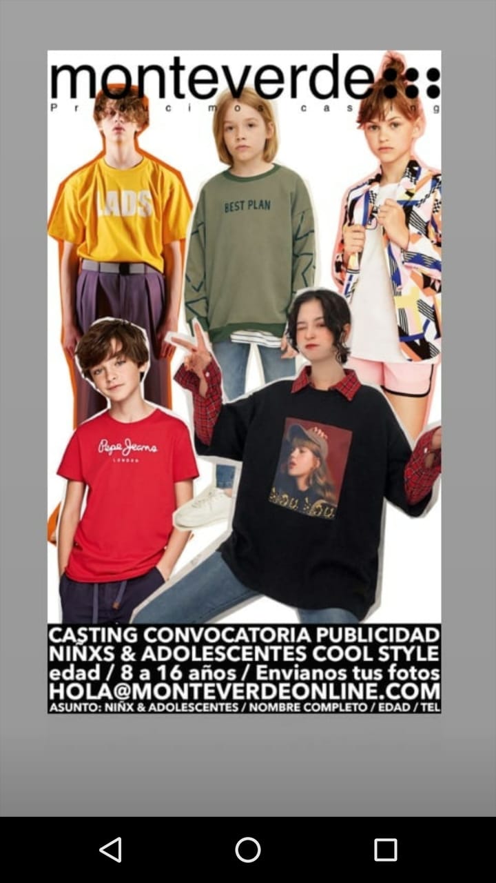 Casting Niños / as y Adolescentes cool style para publicidad
