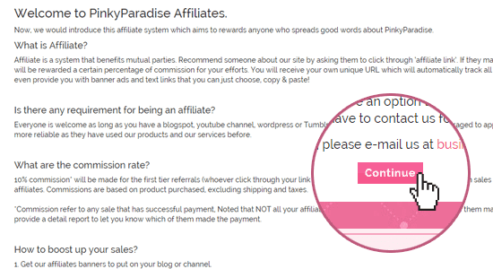 affiliate signup step