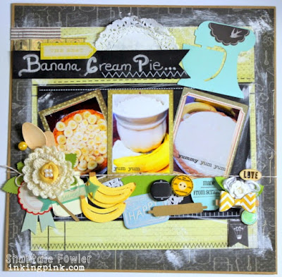 SRM Stickers Blog - Chalkboard & Stitches Layout by Shantaie - #layout #stickers #chalkmarkers #doilies #yummy