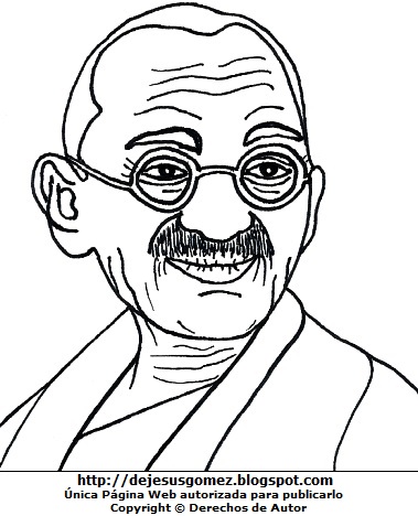 Mahatma Gandhi Imagen de Mahatma Gandhi para colorear, pintar e imprimir. Dibujo de Mahatma Gandhi de Jesus Gómez