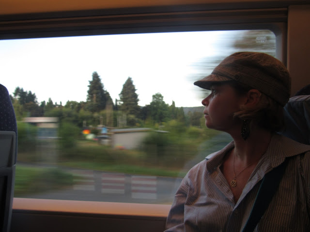 Apreciando a paisagem da Renânia do Norte-Vestfália Trem na Alemanha