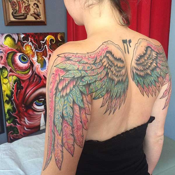 colorful wing tattoo colorful wing tattoo