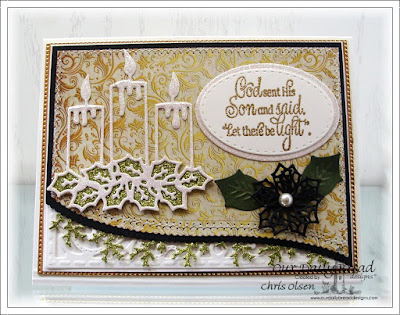 Our Daily Bread Designs, Perfect Light, Christmas Candle Dies, ovals dies, stitched Ovals dies, Merry Mosaic dies, Flourished Star Pattern die, Christmas card Collection 2015, designed by Chris Olsen
