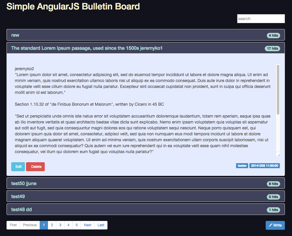 쭌안아빠 AngularJS 게시판 accordion 스타일