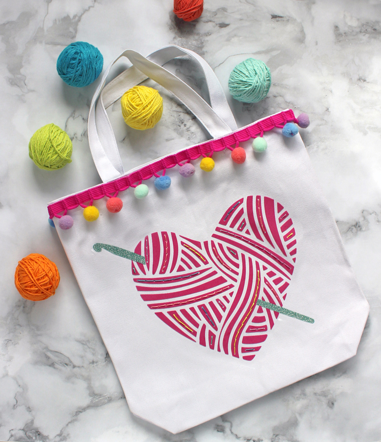 The Craft Patch DIY Yarn Tote Bag with Heat Transfer Vinyl and Hand