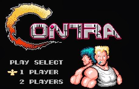 Captura de pantalla inicial del videojuego CONTRA (MSX2)