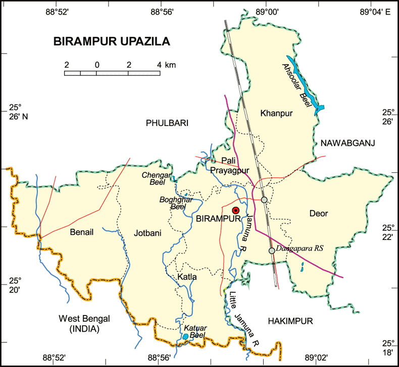 Birampur Upazila Map Dinajpur District Bangladesh