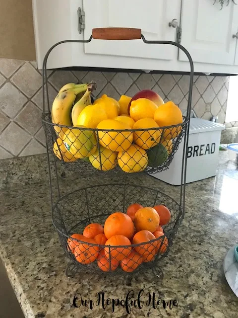 two tier farmhouse wire basket fruit storage
