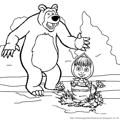 Gambar Mewarnai Masha And The Bear (3)