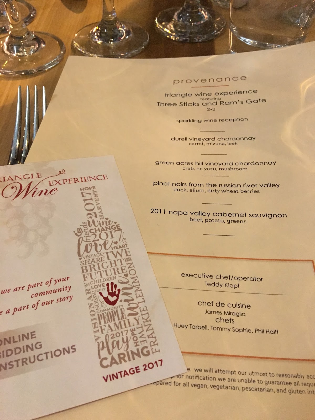 Triangle Around Town 2017 Triangle Wine Experience Wine Dinner at