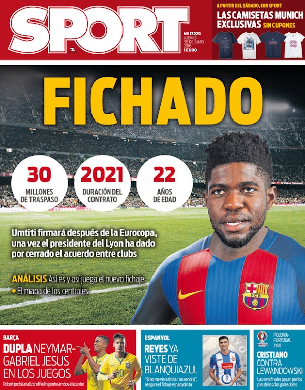FC Barcelona, Sport: "Fichado Umtiti"