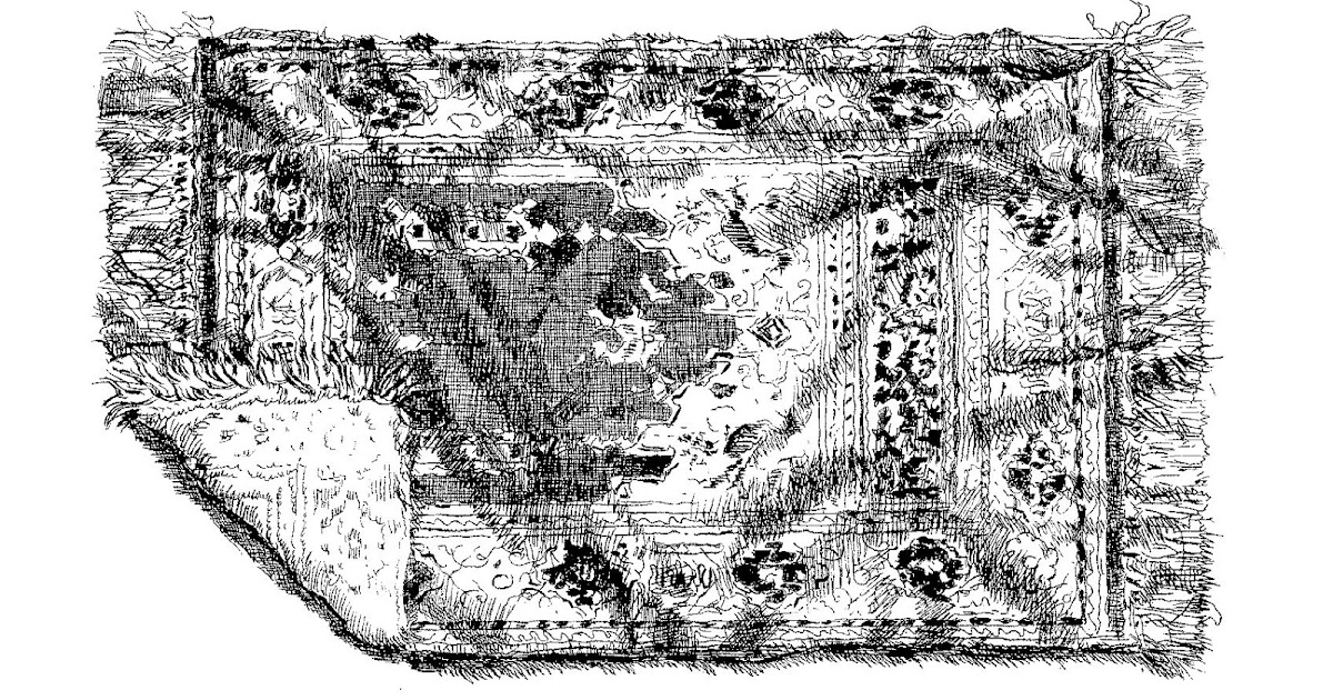 Digital Stamp Design Antique Oriental Rug Household Clip Art Image