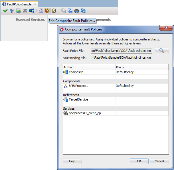 Llink Fault Policy file to Fault Binding