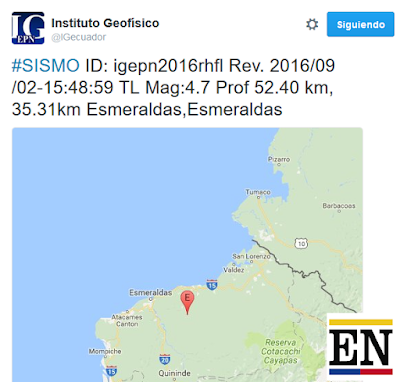 Sismo de 4,7 grados en Esmeraldas temblor esmeraldas