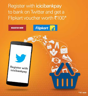 Register on icicibankpay and get a Flipkart voucher worth Rs. 100