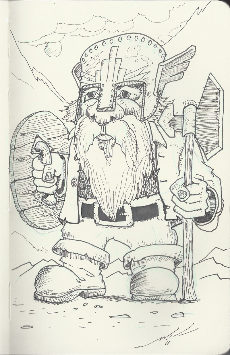 Drawing the Sword: #092 INKtober Day 2: Dwarf