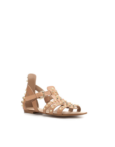 zara studded flat sandals