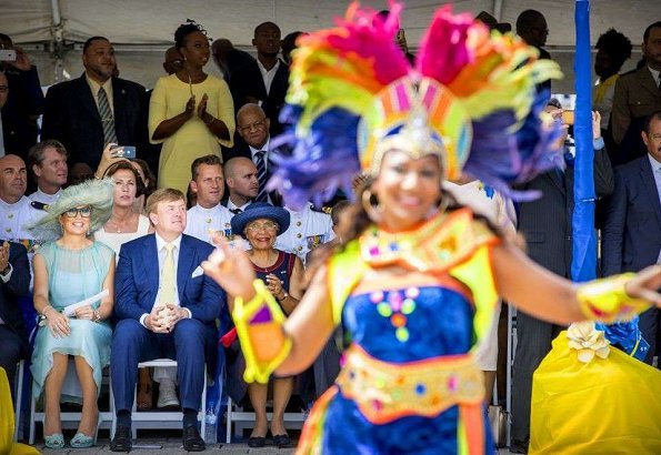 King Willem-Alexander and Queen Maxima attended the celebrations of Curacao Anthem and Flag Day 2018 (Dia di Bandera). wore Natan dress