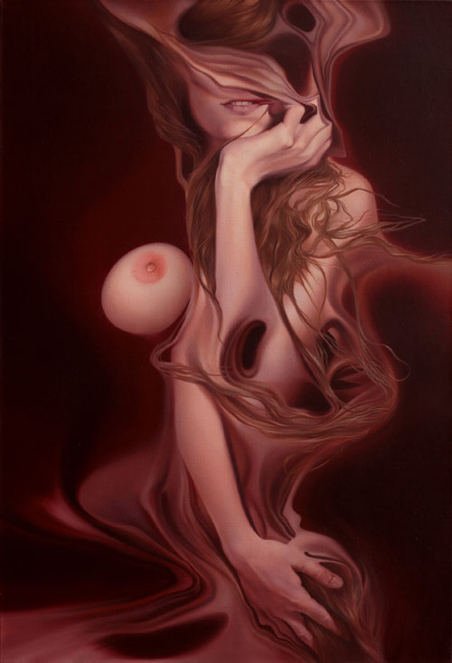 Milan Hrnjazović pinturas distorcidas mulheres e casais nuas