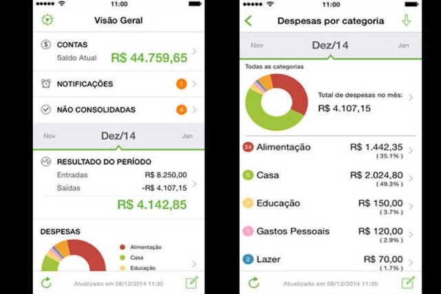 Tela do aplicativo Minhas Economias Tela do aplicativo Minhas Economias