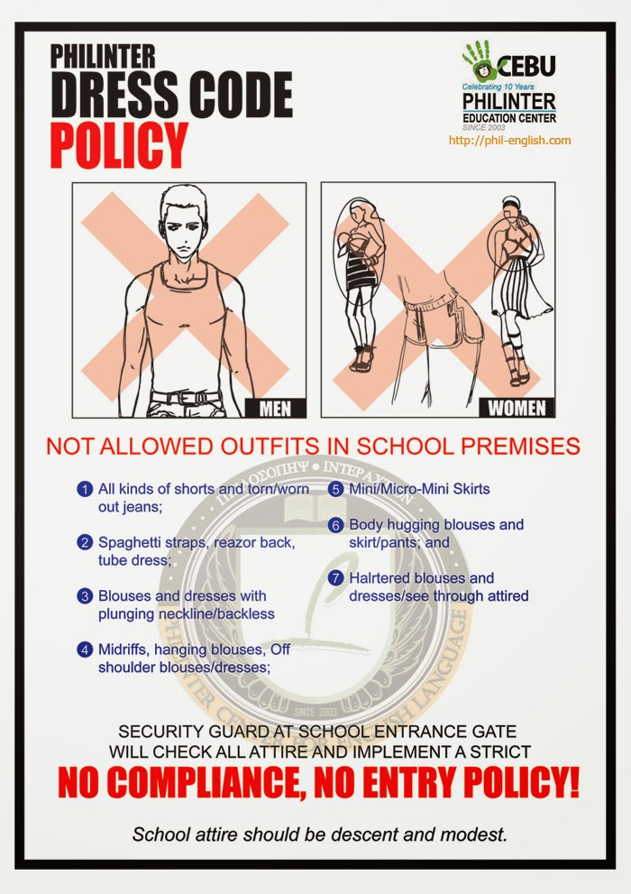 セブ留学ナビ！フィリピン留学最前線 Cebu Philinter英語学校のドレスコード（服装規定）