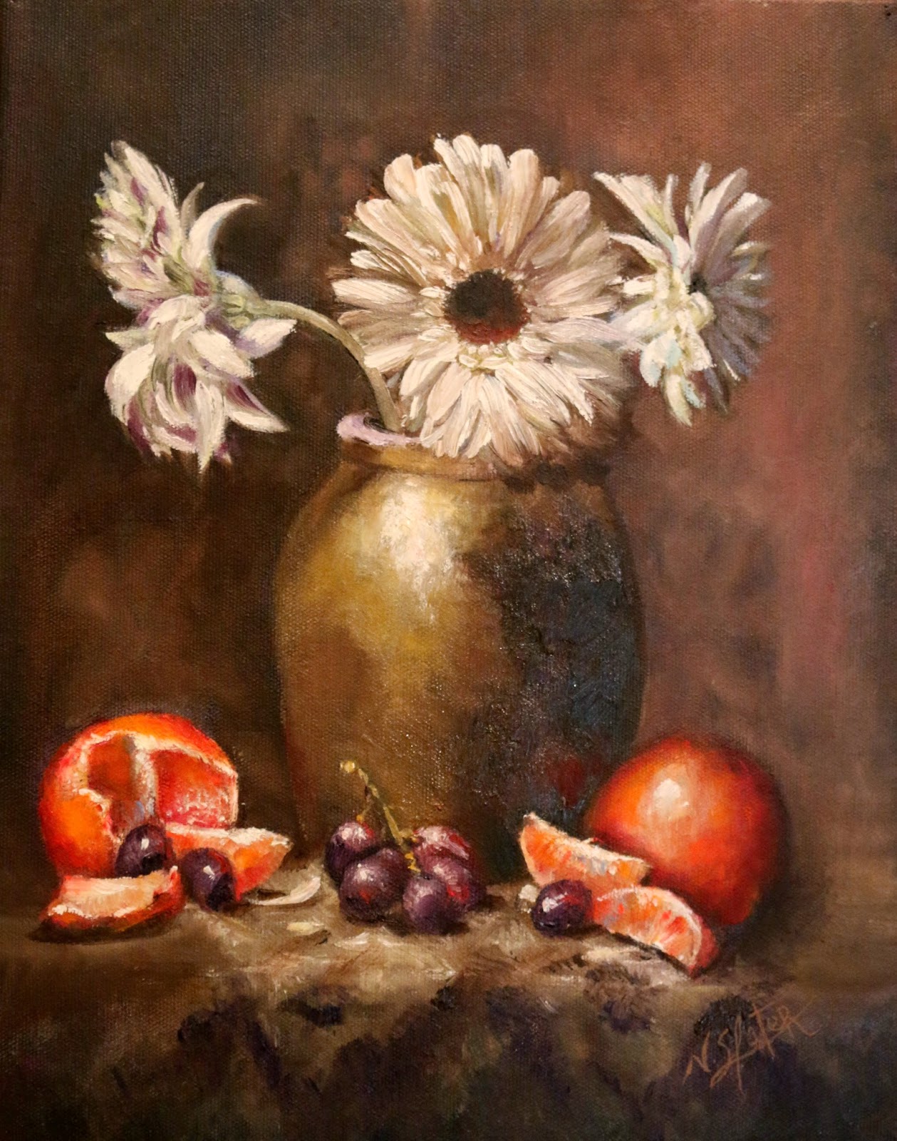 Weekly paintings by Nicole Slater Week 8 of 52, Oil Paintings by Nicole Slater "Gerbera Daisies