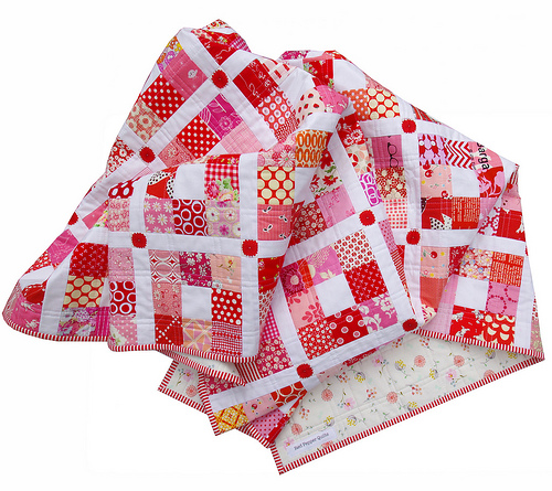Strawberry Nine Patch Quilt - Red Pepper Quilts