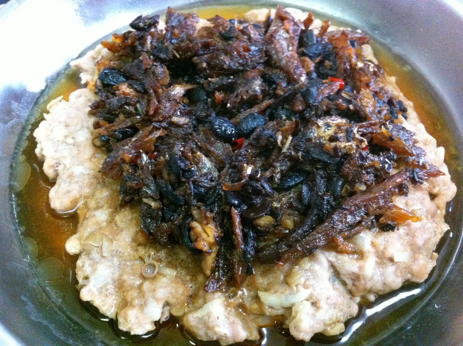 Confessions of a Weekend Cook Steamed Pork Mince with Fried Dace