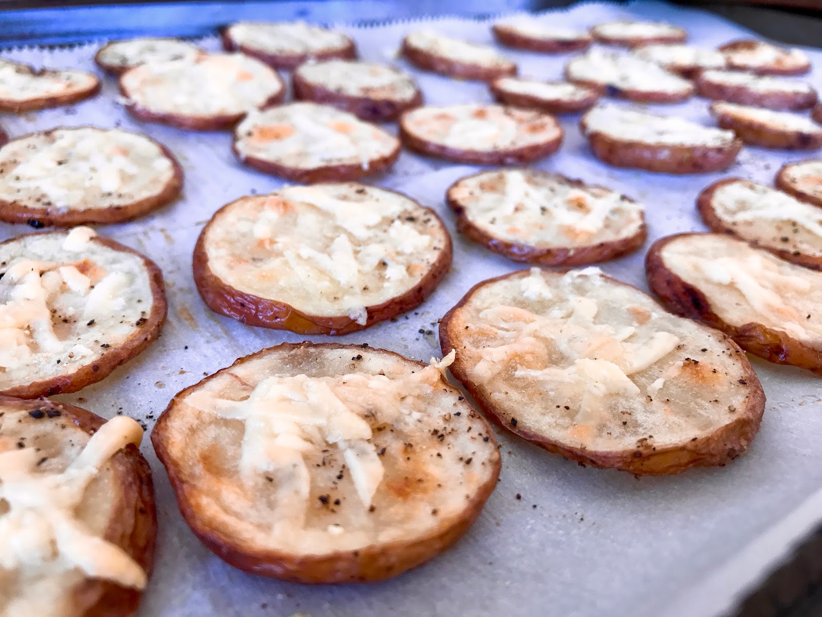 Roasted Potato Coins with Garlic and Parmesan