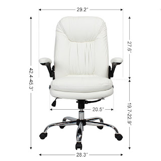 Front Angle and Dimensions for YAMASORO Ergonomic Executive Office Chair High-Back PU Leather Computer Desk