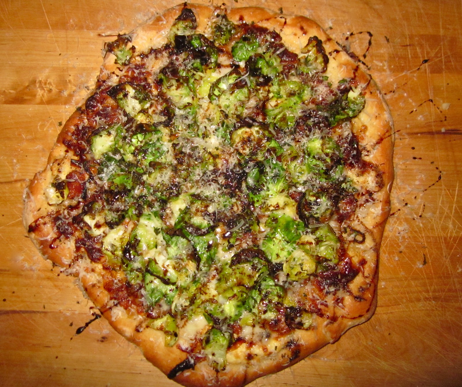 Haute + Heirloom Crispy Brussels Sprouts Pizza with Ricotta, Pancetta
