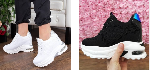 Pantofi sport dama cu platforma inalta de vara albi, negri moderni Pantofi sport dama cu platforma inalta de vara albi, negri moderni