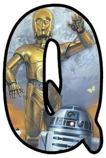 Letras con R2D2 y C3PO de la Guerra de las Galaxias. Star Wars R2D2 and C3PO Letters.