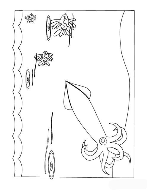 Squid coloring page 2