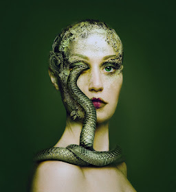 02-Green-Snake-Flora-Borsi-Animeyed-Self-Portraits-Surreal-Photographs-www-designstack-co