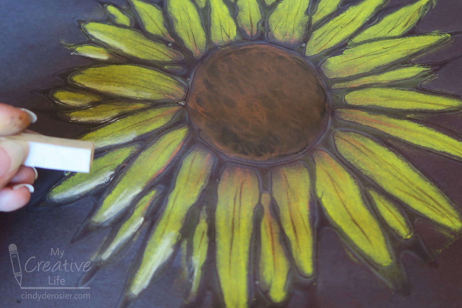 Cindy deRosier My Creative Life GlueResist Sunflower (Or, Look for