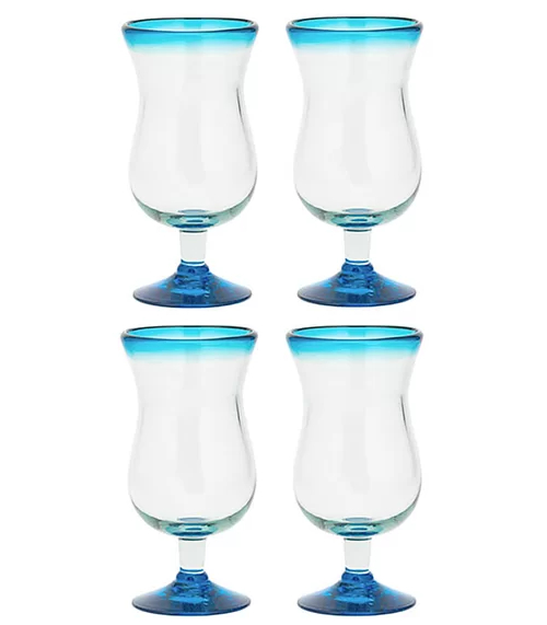 Blue Stemmed Drinking Glasses Recycled