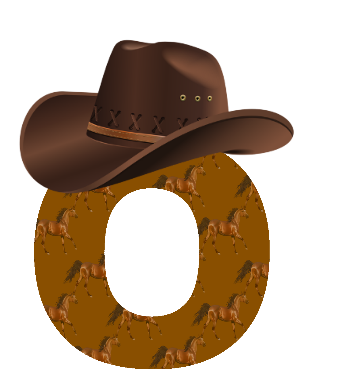 Abecedario con Caballos y Sombrero de Cowboy. Alphabet with Horses and