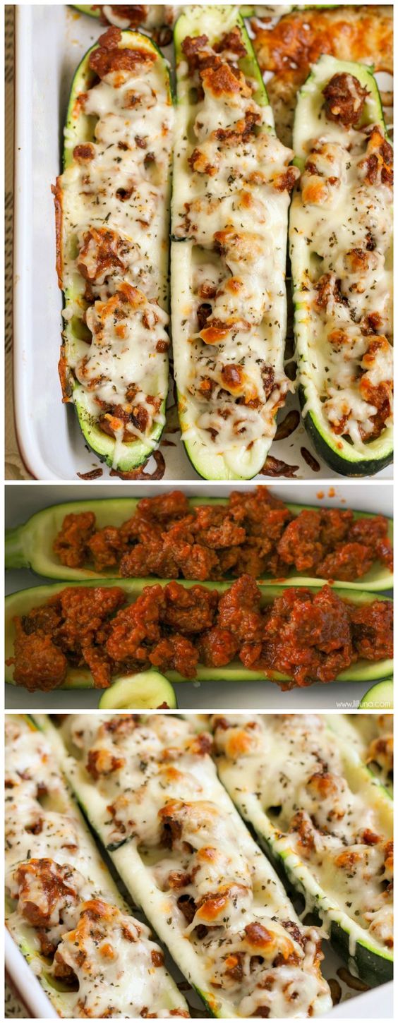 Stuffed Zucchini Boats filled with Italian sausage and tomatoes are a new go-to healthy dinner idea. Topped with cheese, parsley and bread crumbs, you can't go wrong with this zucchini dish.