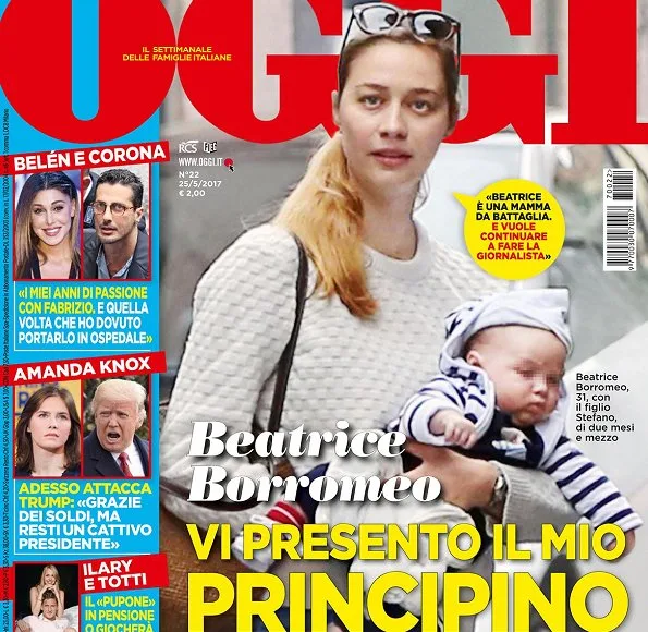 Beatrice Borromeo and her son Stefano Ercole Carlo were on the cover of this week's issue of Oggi magazine
