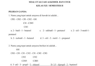 Soal Evaluasi Alkohol - Joyful Chemistry