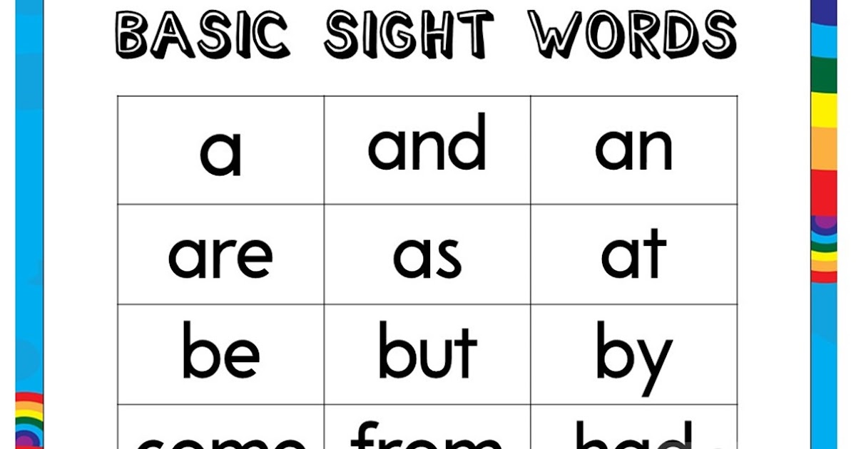 Teacher Fun Files: Basic Sight Words Charts