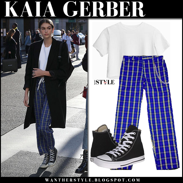 black and blue plaid pants