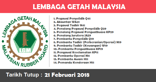 Jawatan Kosong di Lembaga Getah Malaysia Jawatan Kosong di Lembaga Getah Malaysia