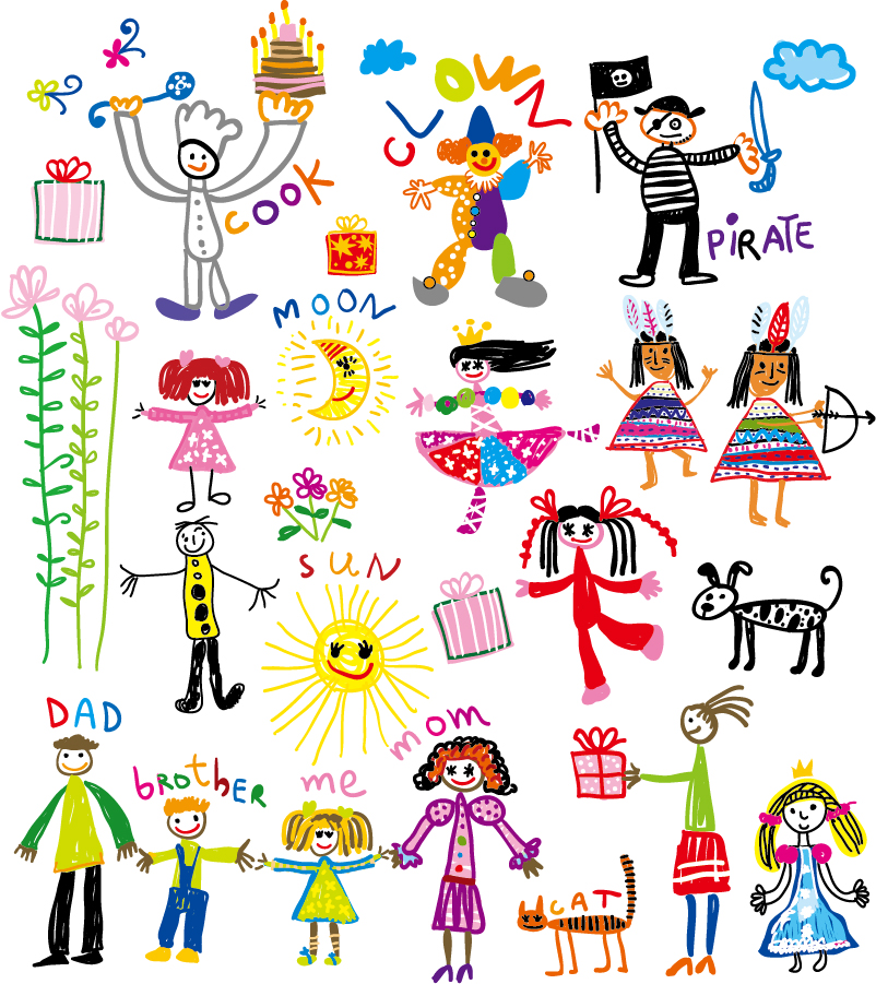Bezierinfoベジェインフォ 可愛い子供の落書き Cheerful Children Clip Art Illustrations イラスト素材