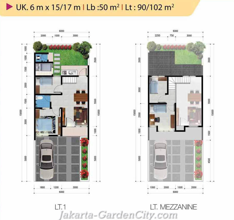 Denah rumah cluster Yarra Tipe Mezzanine Denah rumah cluster Yarra Tipe Mezzanine