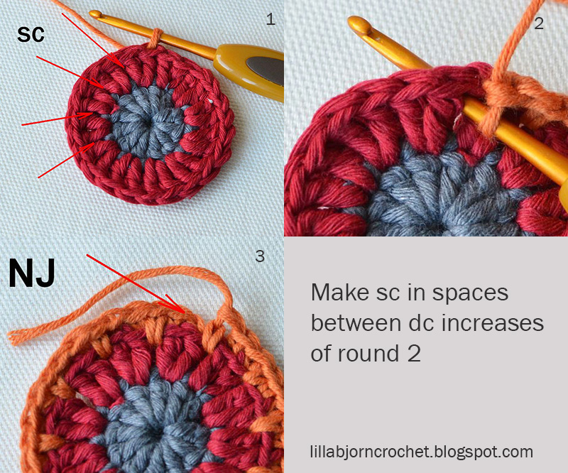 CAL - Circles of the Sun - block 8 in overlay crochet. Designed by LillaBjornCrochet
